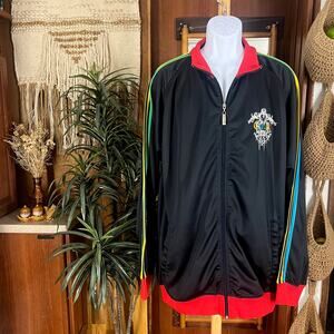Coogi Heritage Track Jacket 3XL Black Y2K Streetwear Zip Up Hip Hop Embroidered